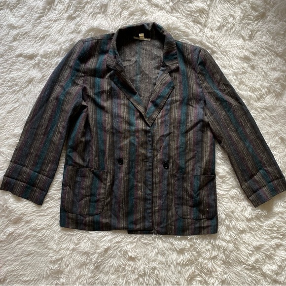 Vintage String Bean southwestern style stripe woven blazer / button up shirt - Picture 9 of 11